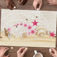 Beige Frangipani Sea Shell Puzzle Starfish Polynesian Pattern LT01 - Polynesian Pride