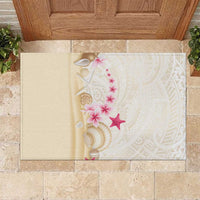 Beige Frangipani Sea Shell Rubber Doormat Starfish Polynesian Pattern LT01 Beige - Polynesian Pride