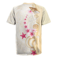 Beige Frangipani Sea Shell Rugby Jersey Starfish Polynesian Pattern LT01 - Polynesian Pride