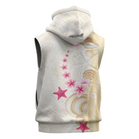 Beige Frangipani Sea Shell Sleeveless Zip Hoodie Starfish Polynesian Pattern LT01 - Polynesian Pride