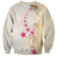 Beige Frangipani Sea Shell Sweatshirt Starfish Polynesian Pattern LT01 - Polynesian Pride