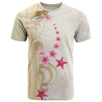Beige Frangipani Sea Shell T Shirt Starfish Polynesian Pattern LT01 Beige - Polynesian Pride