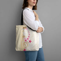 Beige Frangipani Sea Shell Tote Bag Starfish Polynesian Pattern - Polynesian Pride