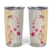 Beige Frangipani Sea Shell Tumbler Cup Starfish Polynesian Pattern - Polynesian Pride
