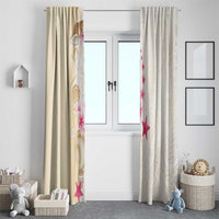 Beige Frangipani Sea Shell Window Curtain Starfish Polynesian Pattern - Polynesian Pride