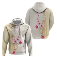 Beige Frangipani Sea Shell Zip Hoodie Starfish Polynesian Pattern LT01 - Polynesian Pride