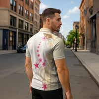 Beige Frangipani Sea Shell Zipper Polo Shirt Starfish Polynesian Pattern LT01 - Polynesian Pride