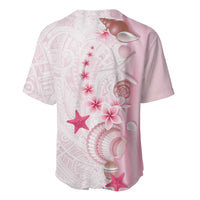 Pink Plumeria Sea Shell Baseball Jersey Starfish Polynesian Pattern LT01 - Polynesian Pride