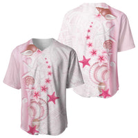 Pink Plumeria Sea Shell Baseball Jersey Starfish Polynesian Pattern LT01 - Polynesian Pride