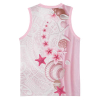 Pink Plumeria Sea Shell Basketball Jersey Starfish Polynesian Pattern LT01 - Polynesian Pride