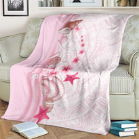 Pink Plumeria Sea Shell Blanket Starfish Polynesian Pattern - Polynesian Pride