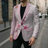 Pink Plumeria Sea Shell Blazer Starfish Polynesian Pattern - Polynesian Pride