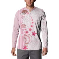 Pink Plumeria Sea Shell Button Sweatshirt Starfish Polynesian Pattern LT01 - Polynesian Pride
