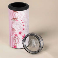 Pink Plumeria Sea Shell 4 in 1 Can Cooler Tumbler Starfish Polynesian Pattern - Polynesian Pride