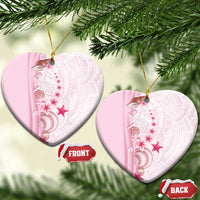 Pink Plumeria Sea Shell Ceramic Ornament Starfish Polynesian Pattern LT01 Heart Pink - Polynesian Pride