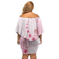 Pink Plumeria Sea Shell Family Matching Off Shoulder Short Dress and Hawaiian Shirt Starfish Polynesian Pattern LT01 - Polynesian Pride