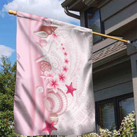 Pink Plumeria Sea Shell Garden Flag Starfish Polynesian Pattern - Polynesian Pride