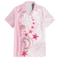 Pink Plumeria Sea Shell Hawaiian Shirt Starfish Polynesian Pattern LT01 Pink - Polynesian Pride