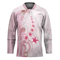 Pink Plumeria Sea Shell Hockey Jersey Starfish Polynesian Pattern LT01 Unisex Pink - Polynesian Pride