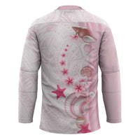 Pink Plumeria Sea Shell Hockey Jersey Starfish Polynesian Pattern LT01 - Polynesian Pride