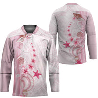 Pink Plumeria Sea Shell Hockey Jersey Starfish Polynesian Pattern LT01 - Polynesian Pride