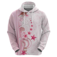 Pink Plumeria Sea Shell Hoodie Starfish Polynesian Pattern LT01 - Polynesian Pride