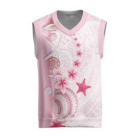 Pink Plumeria Sea Shell Christmas Knitted V-Neck Vest Starfish Polynesian Pattern LT01 Pink - Polynesian Pride