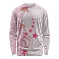 Pink Plumeria Sea Shell Long Sleeve Shirt Starfish Polynesian Pattern LT01 Unisex Pink - Polynesian Pride