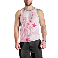 Pink Plumeria Sea Shell Men Tank Top Starfish Polynesian Pattern LT01 - Polynesian Pride