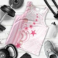 Pink Plumeria Sea Shell Men Tank Top Starfish Polynesian Pattern LT01 - Polynesian Pride