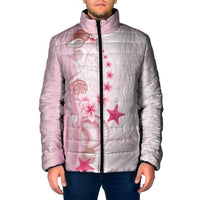 Pink Plumeria Sea Shell Padded Jacket Starfish Polynesian Pattern LT01 Men Pink - Polynesian Pride