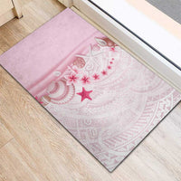 Pink Plumeria Sea Shell Rubber Doormat Starfish Polynesian Pattern LT01 - Polynesian Pride