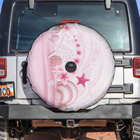 Pink Plumeria Sea Shell Spare Tire Cover Starfish Polynesian Pattern - Polynesian Pride