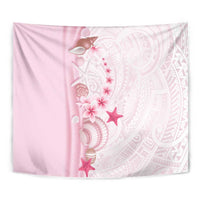 Pink Plumeria Sea Shell Tapestry Starfish Polynesian Pattern - Polynesian Pride