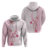Pink Plumeria Sea Shell Zip Hoodie Starfish Polynesian Pattern LT01 - Polynesian Pride