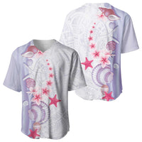 Purple Plumeria Sea Shell Baseball Jersey Starfish Polynesian Pattern LT01 - Polynesian Pride