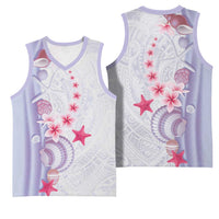 Purple Plumeria Sea Shell Basketball Jersey Starfish Polynesian Pattern LT01 - Polynesian Pride