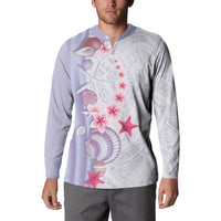 Purple Plumeria Sea Shell Button Sweatshirt Starfish Polynesian Pattern LT01 - Polynesian Pride