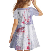 Purple Plumeria Sea Shell Family Matching Off The Shoulder Long Sleeve Dress and Hawaiian Shirt Starfish Polynesian Pattern - Polynesian Pride