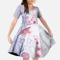 Purple Plumeria Sea Shell Family Matching Off Shoulder Short Dress and Hawaiian Shirt Starfish Polynesian Pattern - Polynesian Pride
