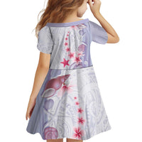 Purple Plumeria Sea Shell Family Matching Off Shoulder Short Dress and Hawaiian Shirt Starfish Polynesian Pattern - Polynesian Pride