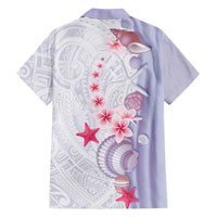 Purple Plumeria Sea Shell Family Matching Puletasi and Hawaiian Shirt Starfish Polynesian Pattern LT01 - Polynesian Pride