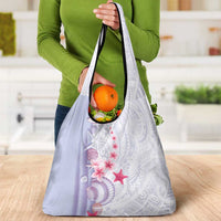 Purple Plumeria Sea Shell Grocery Bag Starfish Polynesian Pattern LT01 - Polynesian Pride