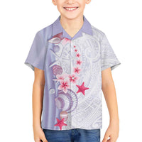 Purple Plumeria Sea Shell Hawaiian Shirt Starfish Polynesian Pattern - Polynesian Pride