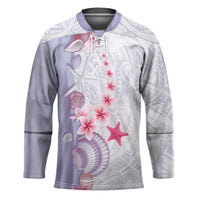 Purple Plumeria Sea Shell Hockey Jersey Starfish Polynesian Pattern LT01 Unisex Purple - Polynesian Pride