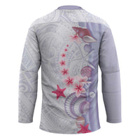 Purple Plumeria Sea Shell Hockey Jersey Starfish Polynesian Pattern LT01 - Polynesian Pride