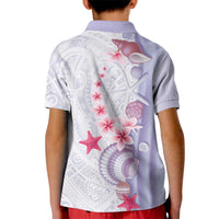 Purple Plumeria Sea Shell Kid Polo Shirt Starfish Polynesian Pattern LT01 - Polynesian Pride