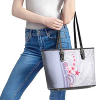 Purple Plumeria Sea Shell Leather Tote Bag Starfish Polynesian Pattern LT01 - Polynesian Pride