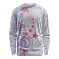 Purple Plumeria Sea Shell Long Sleeve Shirt Starfish Polynesian Pattern LT01 Unisex Purple - Polynesian Pride