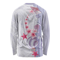 Purple Plumeria Sea Shell Long Sleeve Shirt Starfish Polynesian Pattern LT01 - Polynesian Pride